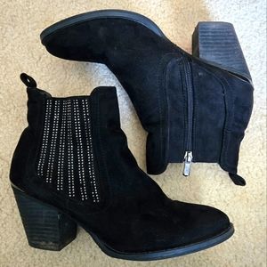 Ninety Union black rhinestone ankle booties black boots silver bedazzled 9.5 10